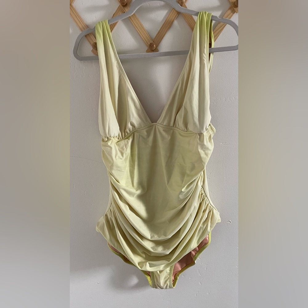 J. crew Ruched V Neck One Piece Yellow 18